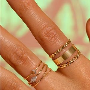 Stone and Strand Diamond Moon Ring